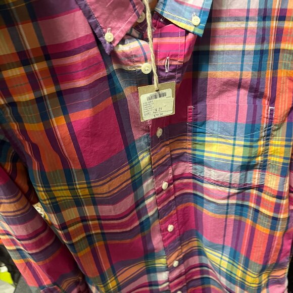 Mens Pink Plaid SlimFit Dress Shirt Club Monaco NWT Size XS - Picture 4 of 4